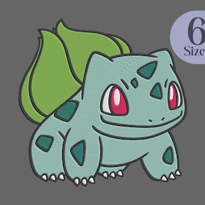 May include: Green and blue cartoon character with red eyes and a green leaf-like head. The character is a popular video game character.