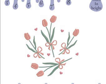 Tulpenschleife Stickdatei, Blumenbouquet, 6 Größen (Digitaler Download)