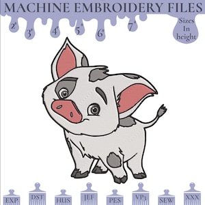 Pua Pig Embroidery Design: Moana Pet, 6 Sizes (Digital Download)