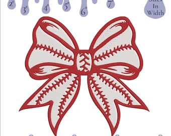 Baseball Bow Machine Embroidery Design: Sports Coquette Pattern (Digital Download)