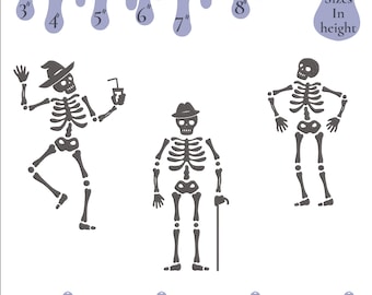 Skeleton Embroidery Set – Halloween Machine Embroidery Designs - 6 Sizes - Instant Download