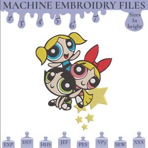 Powerpuff Girls Emboridery Design File, 6 Sizes, Instant Download