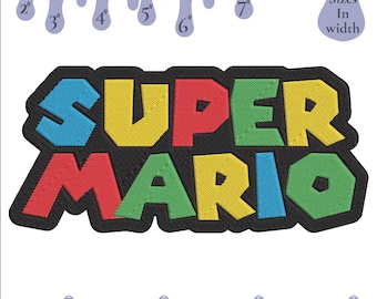 Diseño de bordado de palabras de Super Mario: 6 tamaños (descarga instantánea)