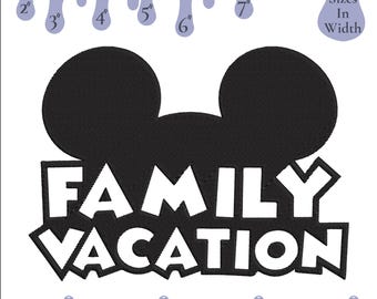 Mouse Ears Family Vacation Machine Embroidery File, 6 Sizes, Dst Pes Exp Vp3 (Instant Download)