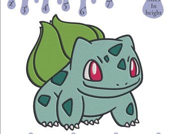 Bulbasaur Embroidery Design, 6 Sizes (Instant Download)