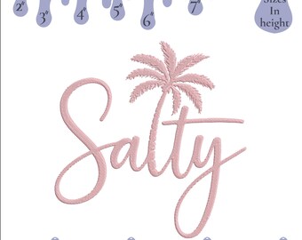 Salty Palm Tree Embroidery Design, Pes Dst Jef, 6 Sizes (Digital Download)