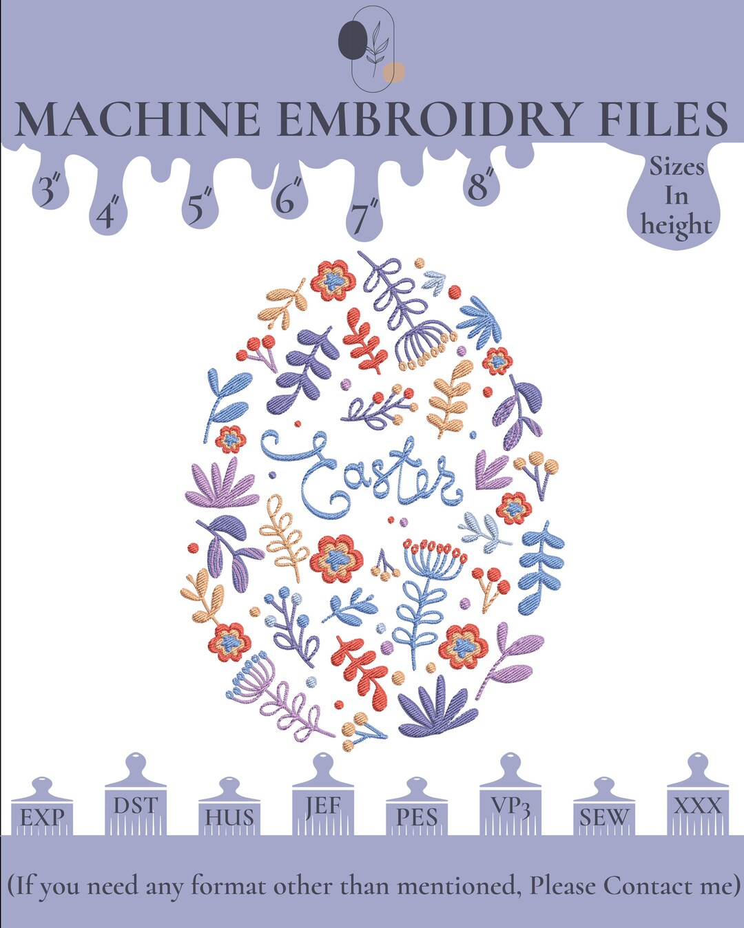 Floral Easter Egg Machine Embroidery Design: Spring Pattern (6 Sizes ...
