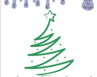 Christmas Tree embroidery design, Star embroidery machine file, 6 sizes, Instant download