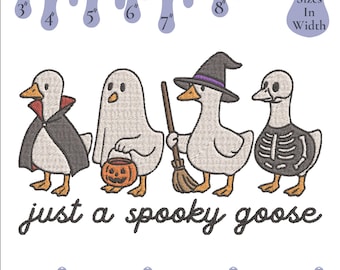 Spooky Goose Embroidery Design: Funny Halloween Machine Embroidery (Instant Download, 6 Sizes)