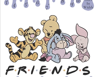 Motifs de broderie Winnie l'ourson et ses amis : 6 tailles (téléchargement numérique)