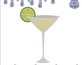 Margarita Cocktail Embroidery Design: Summer Drinks File (6 Sizes) (Digital Download)