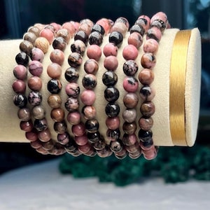 Rhodonite Crystal Handmade Beaded Bracelet