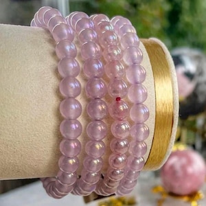 Rose Aura Quartz Crystal Handmade Beaded Bracelet