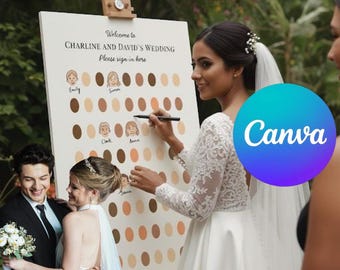 Funny Draw Your Face Wedding Guest Book | Minimal Ceremony Entrance Board