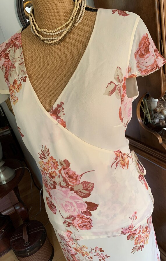 Vintage Laura Ashley Silk Top and Skirt - Womens