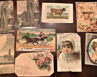 9 Antique Advertising Cards