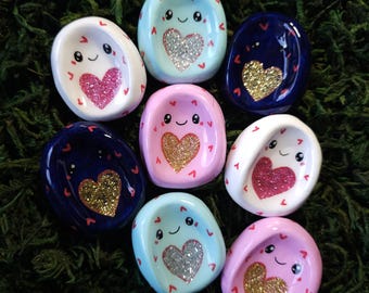 Pietra opacizzante, cuore fatto di glitter, pietra antistress, antistress, calmante, realizzata a mano in argilla autoindurente.