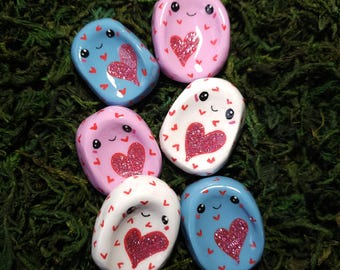 Pietra opacizzante, cuore fatto di glitter, pietra antistress, antistress, calmante, realizzata a mano in argilla autoindurente.