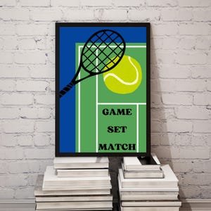 Tennis Wall Art Printable – Game Set Match Digital Poster, Sports Room Decor, Tennis Court Artwork, Instant Download