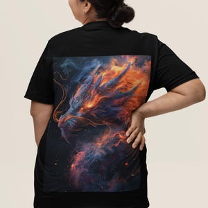 Fire Dragon T Shirt Unisex - Fantasy Graphic Tee - Mythical Creature Top - Dark Art Flame Beast Shirt