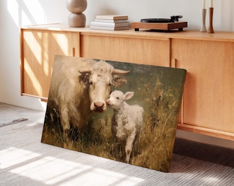 White Cow Canvas Print - Farmhouse Animal Wall Art - Country Home Decor