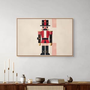 Minimal Nutcracker Christmas Canvas Wall Art : Festive Modern Room Decor