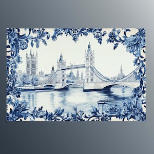 Blue Tower Bridge London Landscape Canvas Wall Art
