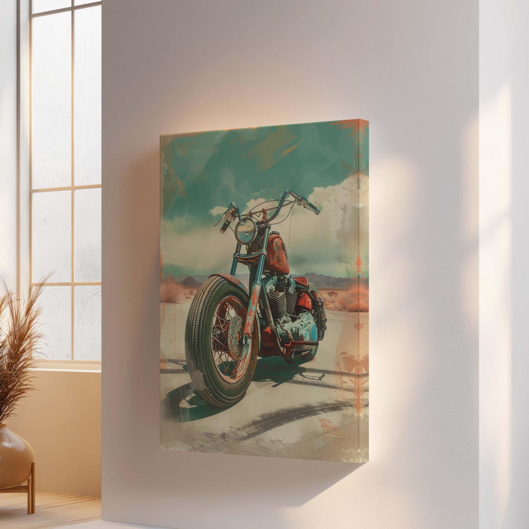 Vintage Motorcycle Canvas Wall Art : Retro Adventure Room Decor - Etsy
