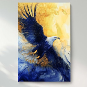 Bald Eagle Canvas Wall Art, Soaring Bird Canvas Print, Majestic Eagle Canvas Wall Decor, Ready to Hang