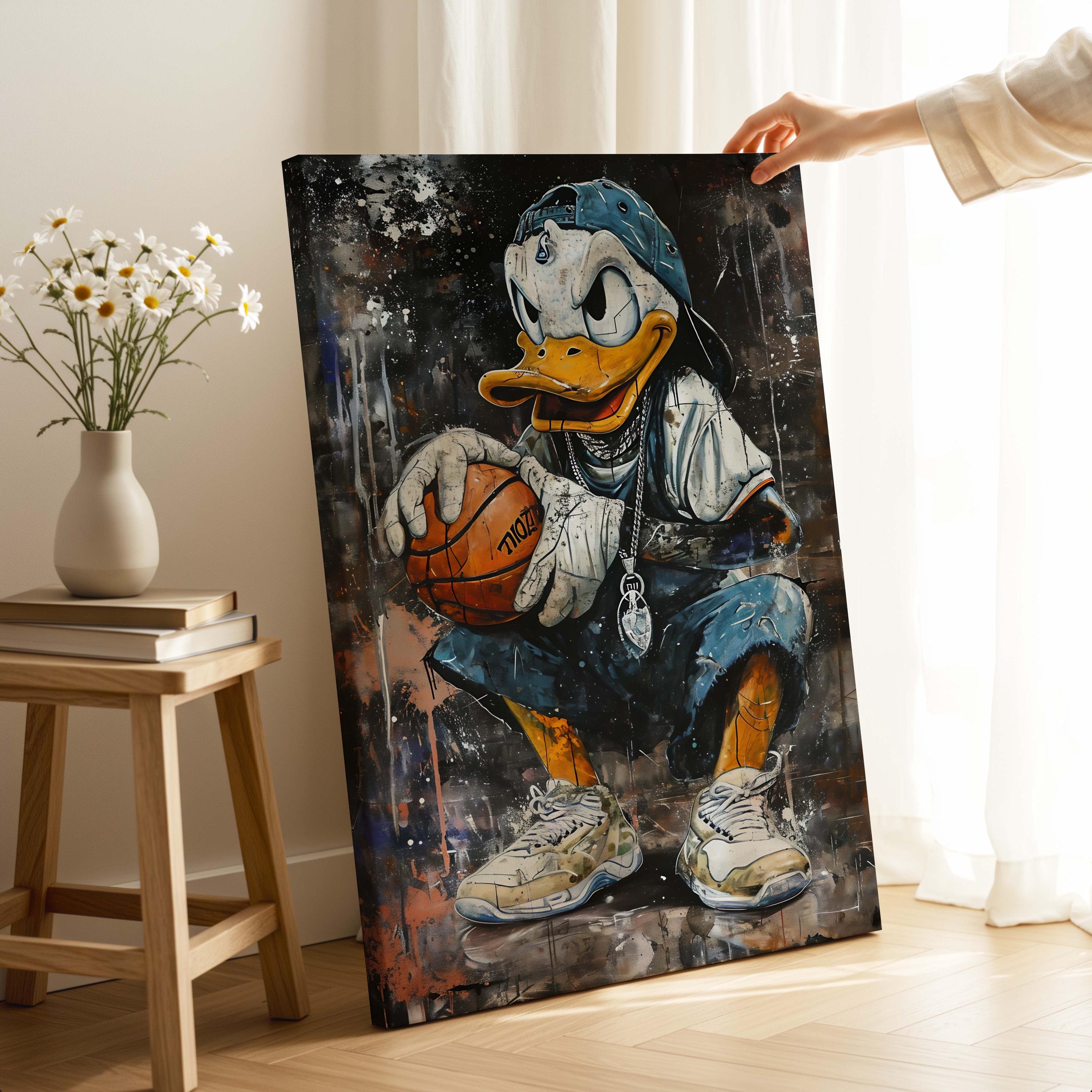 ドナルドダック バスケットボール キャンバス ウォールアート