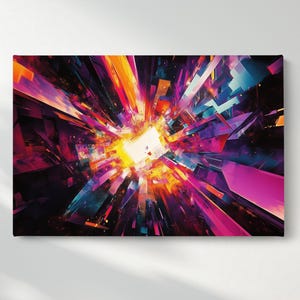 Color Burst Wall Art, abstrakte Leinwand, fertig zum Aufhängen