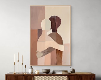 Abstract Embrace Canvas Wall Art : Minimalist Room Decor