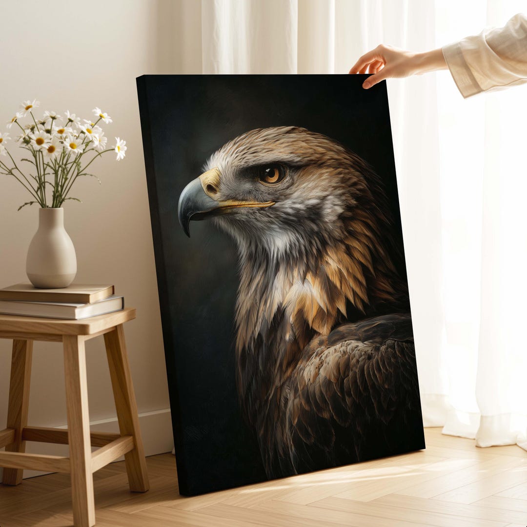 Golden Eagle Portrait Canvas Print - Majestic Bird Wall Art - Animal ...