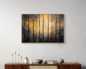 Golden Forest Canvas Wall Art : Nature Inspired Room Decor