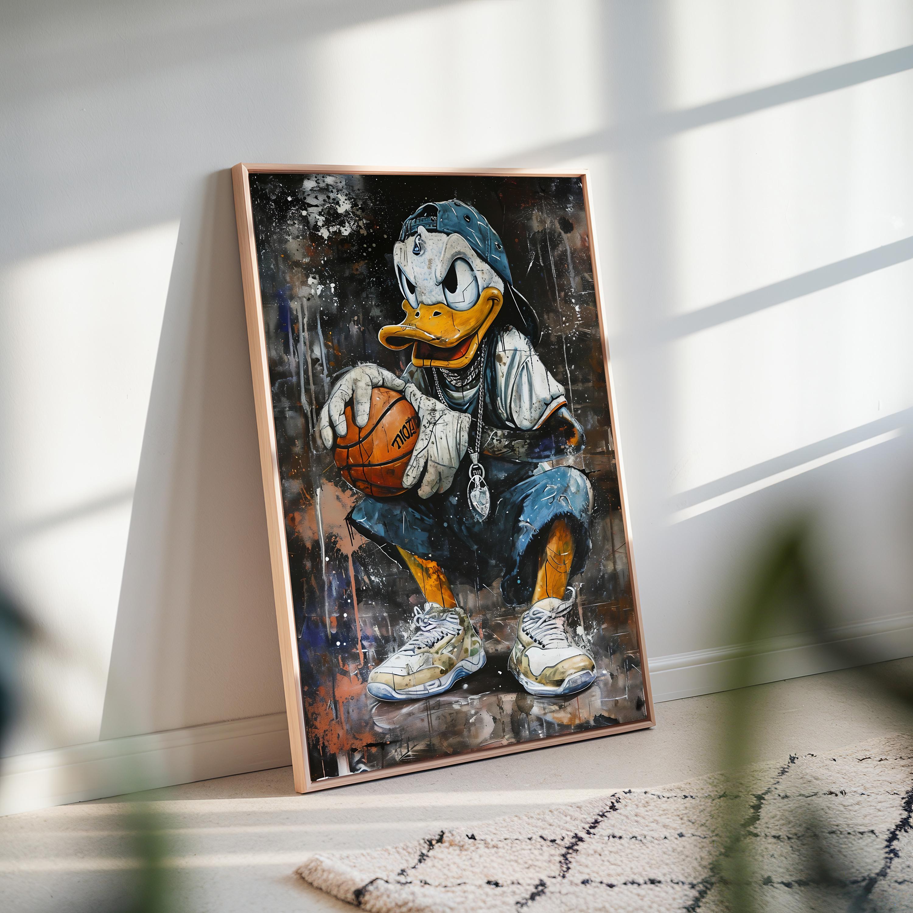 ドナルドダック バスケットボール キャンバス ウォールアート