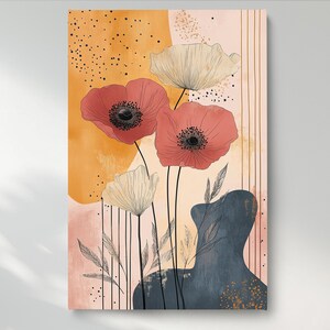 赤いチューリップのキャンバス壁アート、花瓶に入ったチューリップのキャンバスプリント、花柄の壁ポスター、水彩画のホームデコレーション、すぐに掛けられます