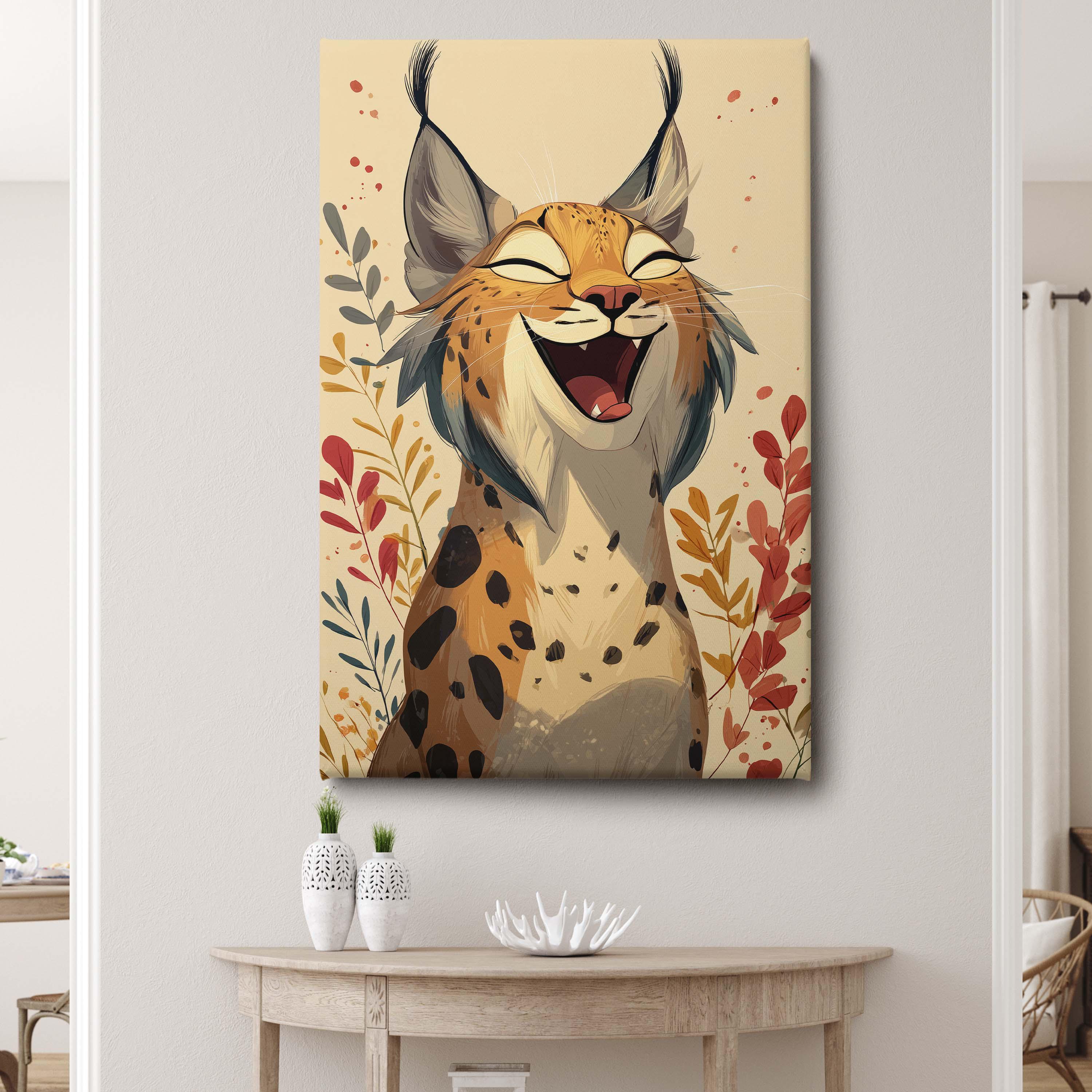 Stylized Lynx Wildcat Canvas Print - Colorful Animal Wall Art - Modern ...