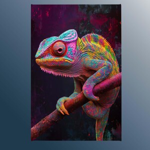 Vibrant Chameleon Canvas Wall Art