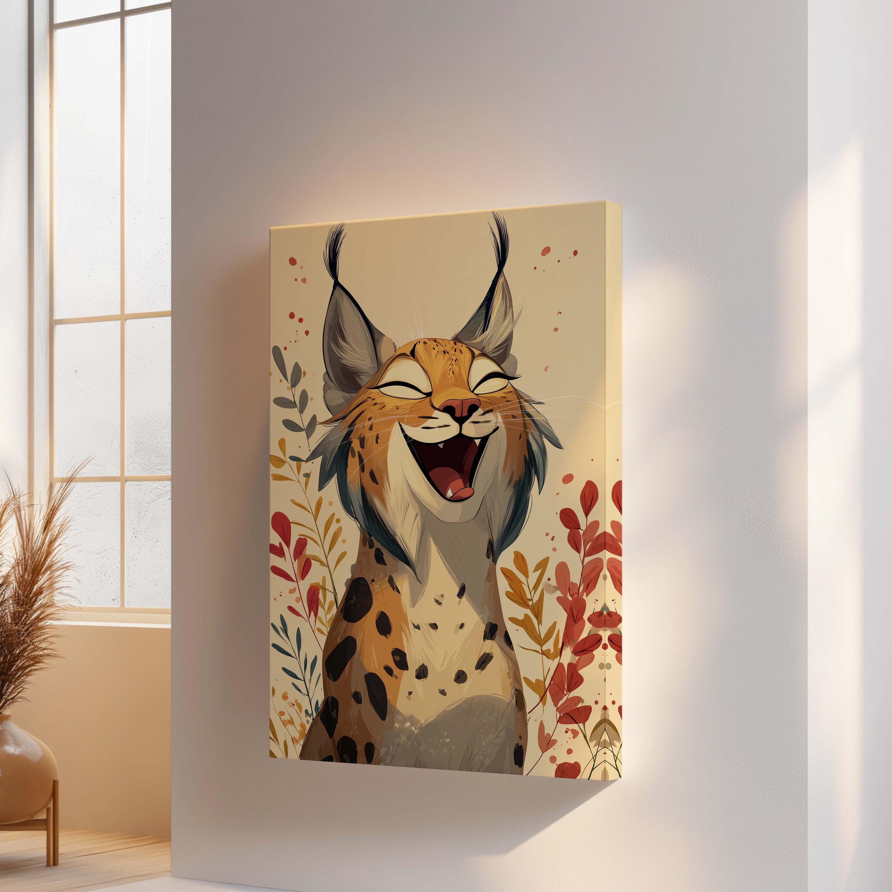 Stylized Lynx Wildcat Canvas Print - Colorful Animal Wall Art - Modern ...