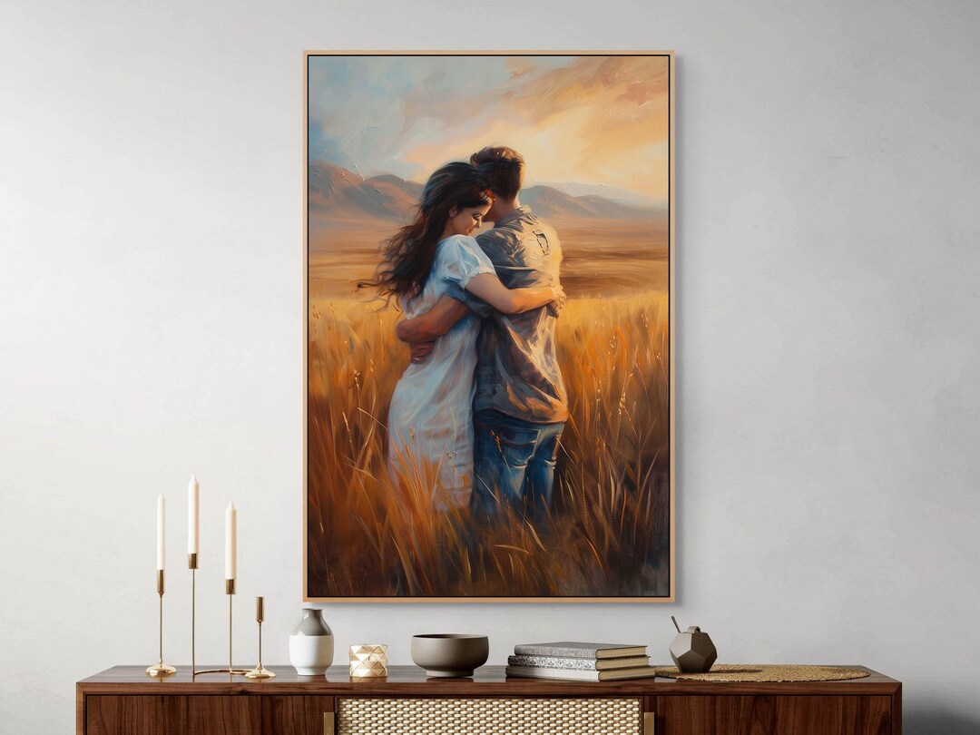 Golden Sunset Couple Canvas Wall Art : Romantic Room Decor - Etsy