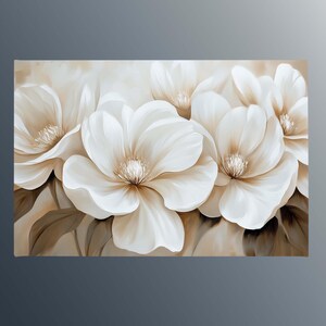 Canvas muurkunst beige bloesem bloemen