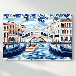 Venice Canal Canvas Wall Art, Italian Cityscape Canvas Print, Gondola Ride Canvas Wall Decor, Ready to Hang