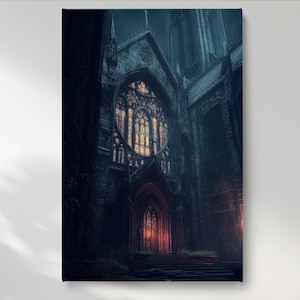 Mystic Cathedral Canvas Wall Art, Church Canvas Print, Religious Wall Poster, Fantastic Home Decor, Ready to Hang