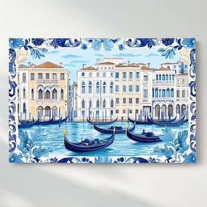 Venice Gondolas Canvas Wall Art, Italian Canal Canvas Print, Romantic Cityscape Canvas Wall Decor, Ready to Hang
