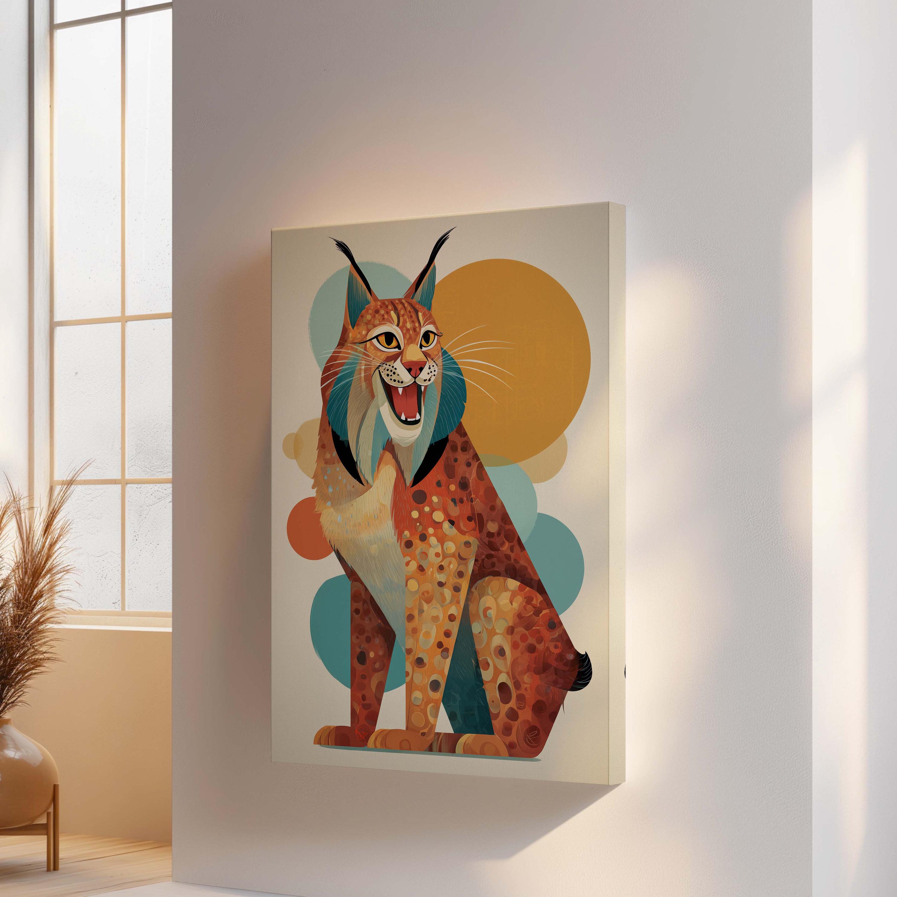 Stylized Lynx Wildcat Canvas Print - Colorful Animal Wall Art - Modern ...