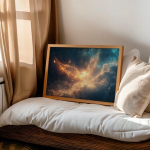 Phoenix Rising Canvas Wall Art : Fiery Mythical Bird Print for Fantasy Inspired Room Decor