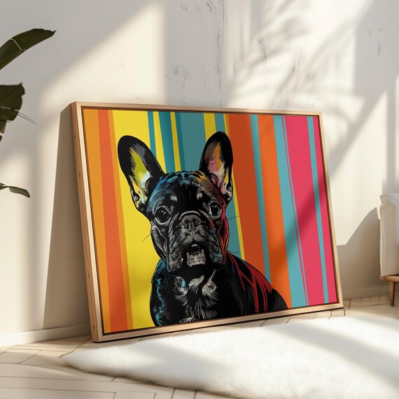 フレンチブルドック 犬の絵 カラフル絵画 カラフルなフレンチ