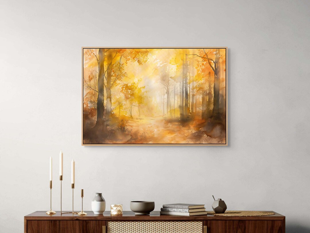 Golden Forest Path Canvas Wall Art : Autumn Room Decor - Etsy