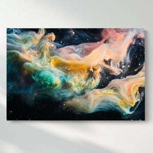 Cosmic Nebula Canvas Wall Art, Abstract Galaxy Canvas Print, Colorful Space Canvas Wall Decor, Ready to Hang