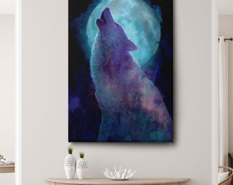 Howling Wolf Nebula Canvas Print - Celestial Animal Wall Art - Starry Sky Home Decor